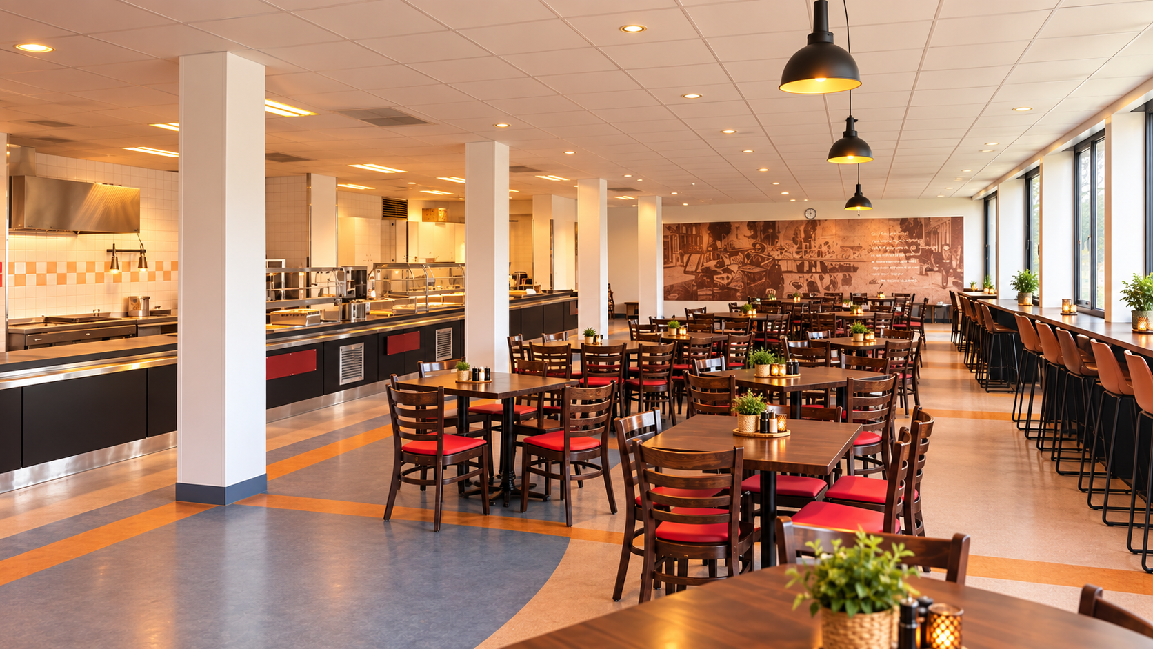 De volledige kantine van Jonge Kost in het voormalige ziekenhuis